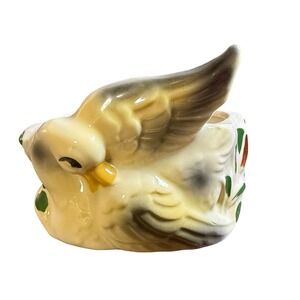 Vintage USA Ceramic Bird Swan Duck Planter Mid Century Hand Painted Pottery